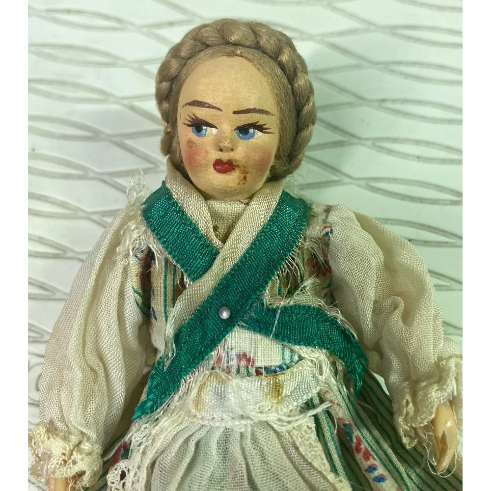Vintage 2-German Stuffed Collector Bisque Dolls In Italian Folk Costume –6